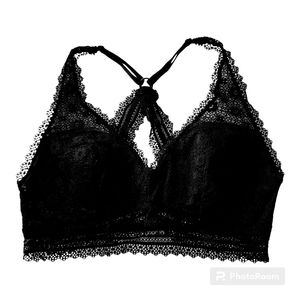 Victoria's Secret Lace Daisy Plunge Padded Bralette Black Size S